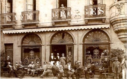Le café Georges à Dijon - Lieu de naissance du fameux vin blanc-cassis 1904
