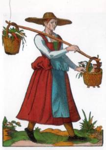 Paysanne de France, Illustration de habitus Praecipuorum Popularum (1577) Bibli. nationale de Madrid