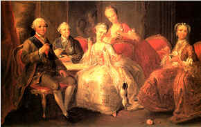 La tasse de chocolat (Louis de Bourbon, duc de Penthièvre, la princesse de Lamballe et leur famille buvant une tasse de chocolat (1767) Musée André-Jacquemard, Abbaye de Chaalis