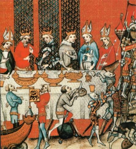Charles V reçoit l'Empereur Charles IV, “Grandes Chroniques de France” - Bibliothèque de l'Arsenal - Paris